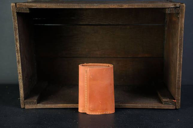 Жіночий гаманець потрійного складання з натуральної шкіри колір Коньяк, фото 1