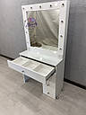 Стіл для макіяжу з гримувальних дзеркалом зі склом на стільниці і ніжками з регулюванням висоти, фото 3
