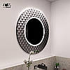 Дизайнерське кругле настінне дзеркало з LED-підсвіткою у ванну в чорній рамі Dublin K2, фото 4