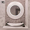 Дизайнерське кругле настінне дзеркало з LED-підсвіткою у ванну в срібній рамі Copenhagen K2, фото 5