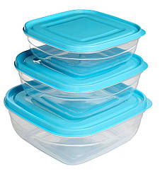 Набір із трьох квадратних ємностей для продуктів (1,1 л + 1,6 л + 2,4 л)