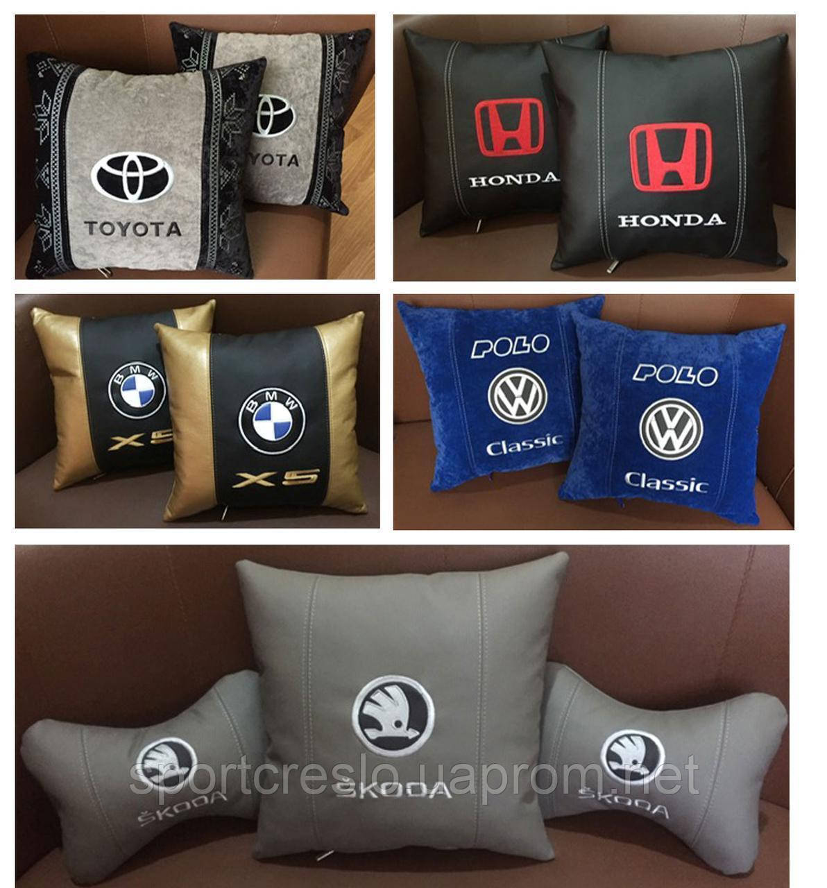 Автоподушки с вышивкой логотипа, подушка на подголовник, аксессуары в салон авто - фото 5 - id-p1160042325