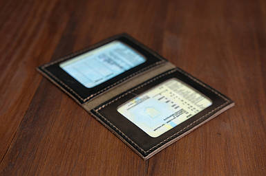 Обкладинка на дві карти з натуральної шкіри колір Кави