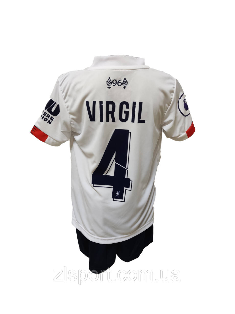 Дитяча футбольна форма Ван Дейк FC Liverpool Virgil Лівепуль біла номер 4