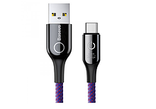 Кабель Baseus C-shaped Light Intelligent power-off Cable USB For Type-C 3A 1M Фіолетовий