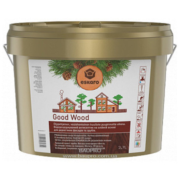 Антисептик ESKARO Good Wood водорозчінний на масляній основі для зрубів, 2,7 л