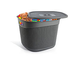 Квадратний кошик DROP DESIGN з кришкою UCSAN plastik 36 л. M-1169