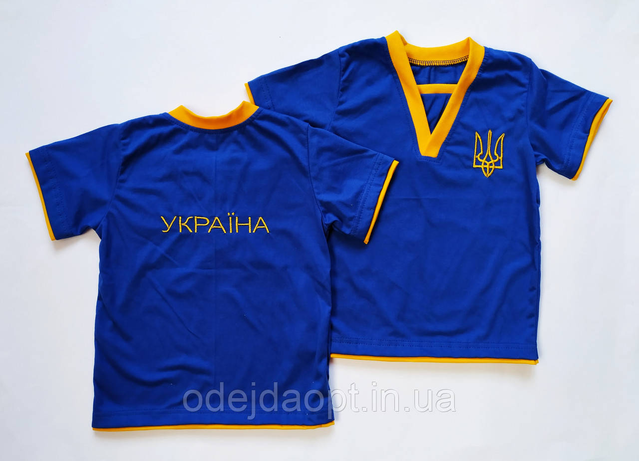 Синя футболка для хлопчика з вишивкою "Україна" від 3 до 9 років