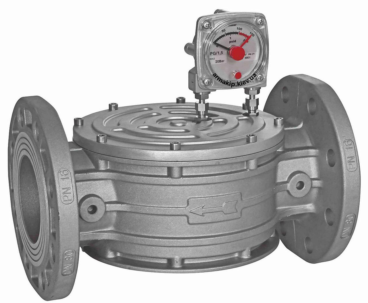 Фільтр газовий фланцовий FM, 2 bar, DN65 (Madas) з індикатором перепаду тиску, фото 1