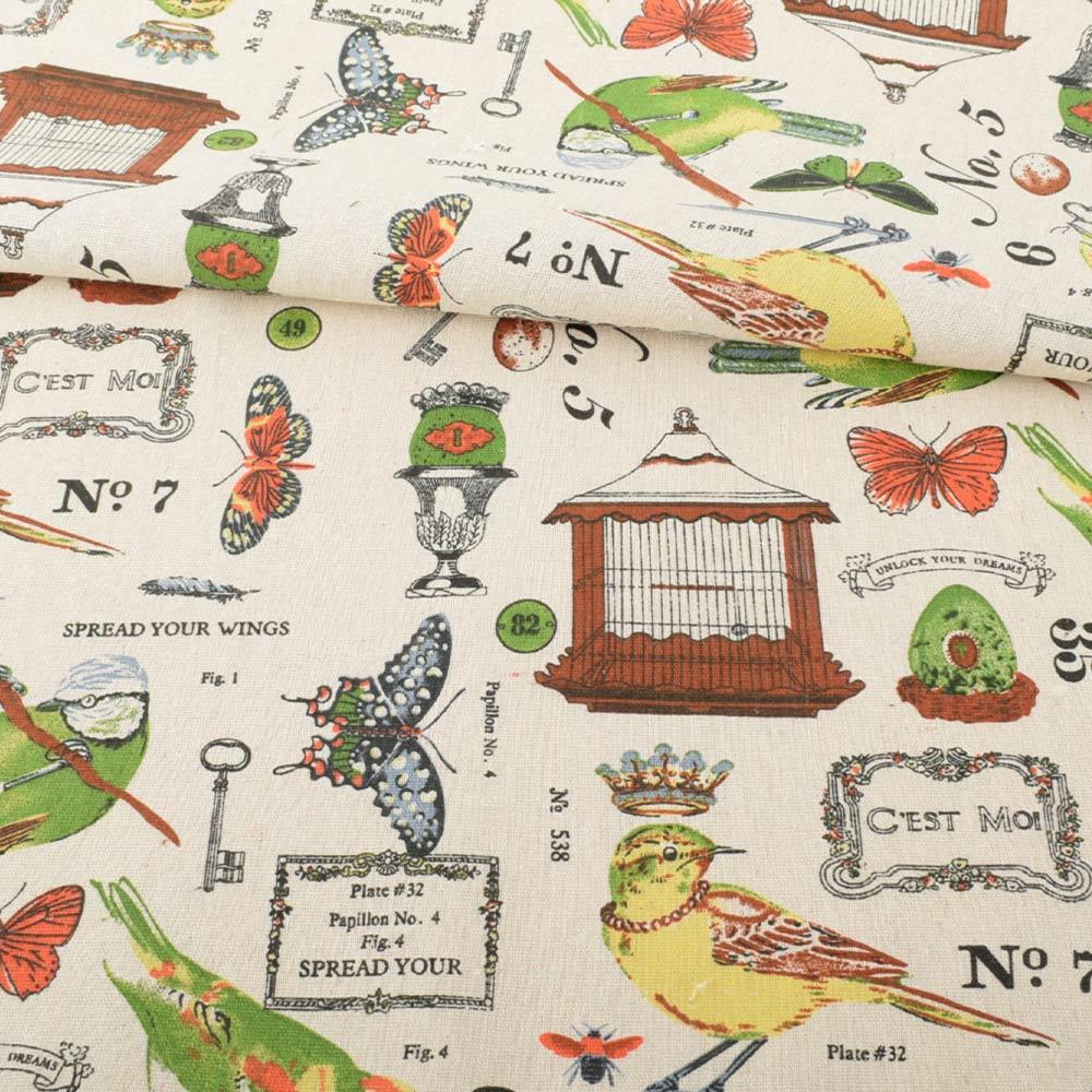Деко-льон бежевий, пташині клітки, метелики, різнокольорові пташки, ш.152