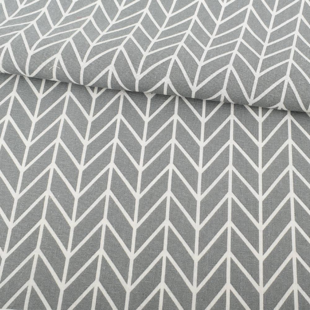 Деко-льон сірий в білий геометричний малюнок ялинка ш.154
