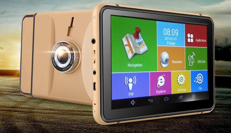 Навігатор Android GPS + регістратор 7d IPS 4 ядра+ 8gb+Wi-Fi+Bluetooth+AV+512ddr колір золото