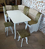 Кухонний комплект Канзас білий 150х115 см +стол і 2 табуретки., фото 3