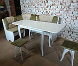 Кухонний комплект Канзас білий 150х115 см +стол і 2 табуретки., фото 6