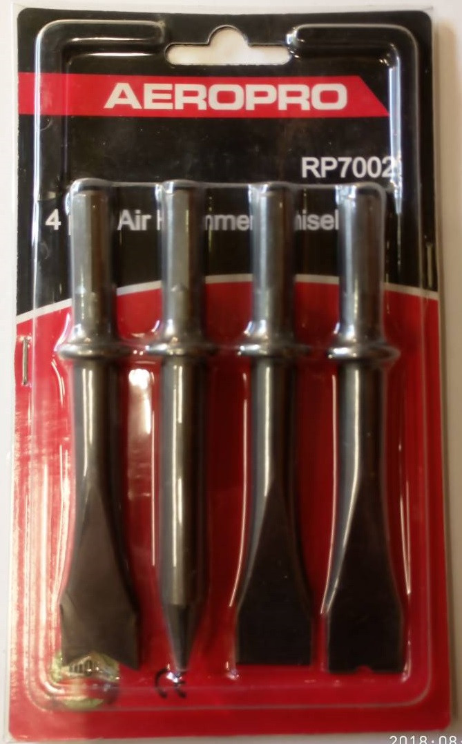 Набор зубил к молотку пневматическому RP7621 4 шт (SDS,SDS,MAX,HEX) AEROPRO RP7002 (пневмозубила, насадки)