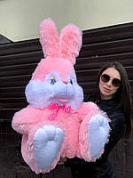 Мягкая плюшевая игрушка Зайка Хрум, 110 см розовый