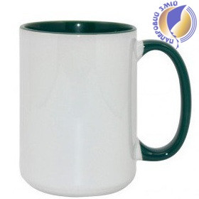 Кружка Tank 15oz, зелена всередині і ручка, фото 1