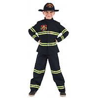 Детский карнавальный костюм пожарника для мальчика, рост 92-104 см, черный, вискоза, полиэстер (091014A)