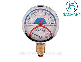 Термоманометр SD PLUS нижнє підключення 0-6 БАР 0-120*С 1/2"З (SD1726B)
