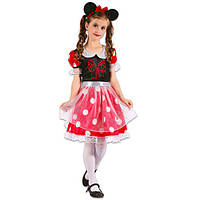 Дитячий карнавальний костюм мишки для дівчинки, зріст 92-104 см, рожевий, білий, віскоза, поліестер (091047A)