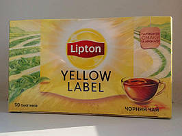 Чай Ліптон Yellow Lable чорний байховий 50 пакетів по 2 г