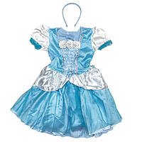 Детский карнавальный костюм принцесса-2, рост 110-120 см, голубой, вискоза, полиэстер (091064B)