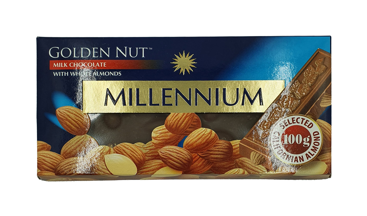 Шоколад "MILLENIUM GOLD" Молочний c цілим мигдалем