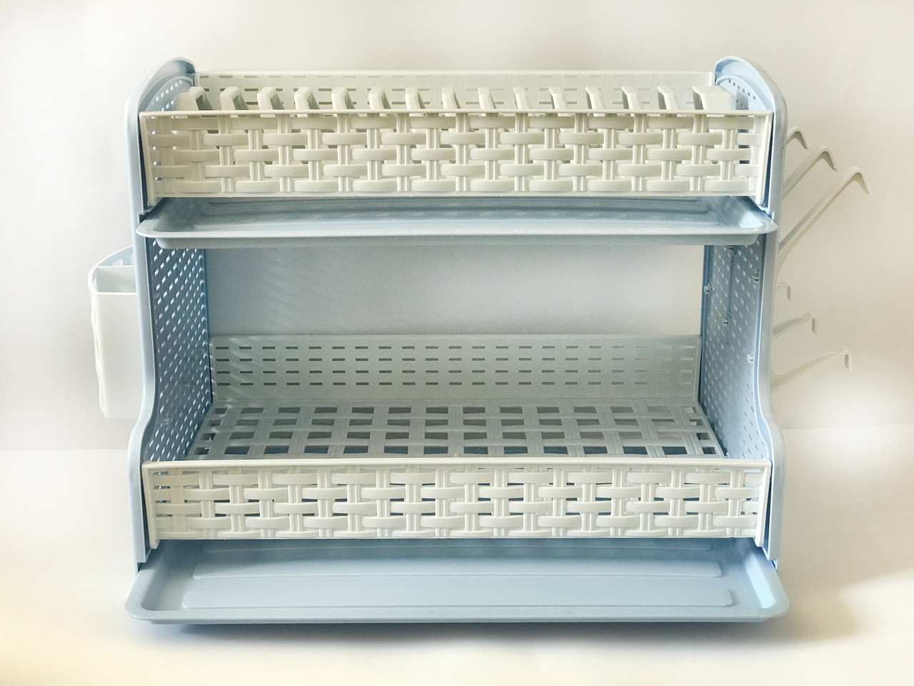 Сушка для посуду Kastamonu plastik "Rattan Dish" 2 яруси (біло-блакитна), K0731
