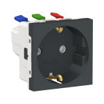 Unica NEW Розетка із заземленням зі шторками антрацит 2 модулі