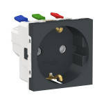 Unica NEW Розетка із заземленням зі шторками антрацит 2 модулі