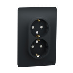 Unica NEW Розетка із заземленням подвійна антрацит