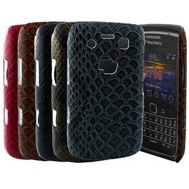 Чохол накладка для Blackberry Bold 9700 9780 9020, "зміїна шкіра" (Білий, золотистий, бордовий)