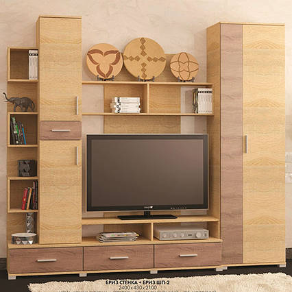 Стінка Бриз + Бриз Шп-2 сонома + трюфель 420х43х210 див.