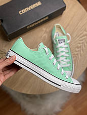 Жіночі текстильні бірюзові м'ятні низькі кеди конверси Converse на шнурівці конверс all star All Star ол ст, фото 3