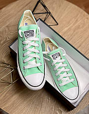 Жіночі текстильні бірюзові м'ятні низькі кеди конверси Converse на шнурівці конверс all star All Star ол ст, фото 4