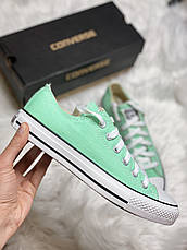 Жіночі текстильні бірюзові м'ятні низькі кеди конверси Converse на шнурівці конверс all star All Star ол ст, фото 5
