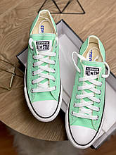 Жіночі текстильні бірюзові м'ятні низькі кеди конверси Converse на шнурівці конверс all star All Star ол ст