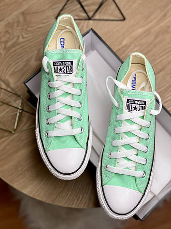 Жіночі текстильні бірюзові м'ятні низькі кеди конверси Converse на шнурівці конверс all star All Star ол ст, фото 1