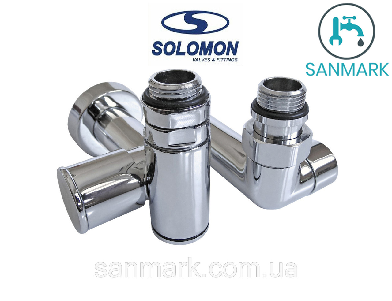 Комплект кранів кутових з американкою SOLOMON LUX 1/2″ CHROM 7777 TEN (2шт. КОМПЛЕКТ)