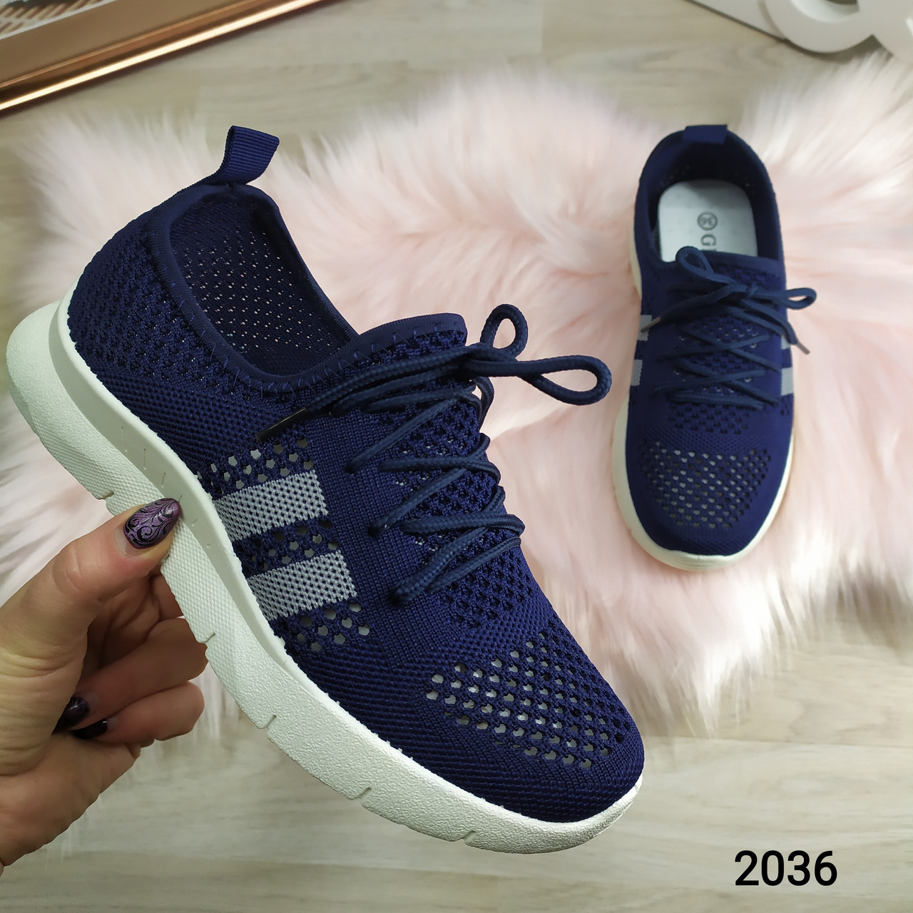 Жіночі сині кросівки, мокасини весняно-літні, НОВИНКА, Україна, фото 1