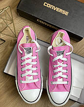 Жіночі текстильні низькі рожеві кеди конверси Converse на шнурівці All Star ол стар малинові ал стар