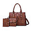 Жіноча сумка в наборі 3 в 1 + міні сумочка+ візитниця, екошкіра, бежевий, фото 2