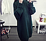 Жіночий подовжений теплий светр-туніка, темно-зеленого кольору, фото 2