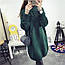 Жіночий подовжений теплий светр-туніка, кольору хакі, фото 2