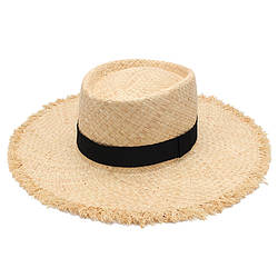 Солом'яний капелюх жіночий річна капелюх з чорною стрічкою