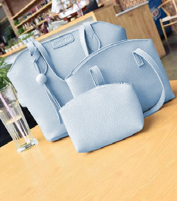 Набір сумка жіноча, маленька сумочка і гаманець, блакитний