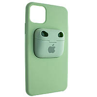 Чехол Silicone Case для Apple iPhone 11 с кейсом для наушников AirPods 1/2 Зеленый (00007703)