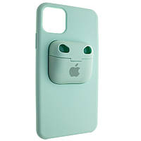 Чехол Silicone Case для Apple iPhone 11 с кейсом для наушников AirPods 1/2 Бирюзовый (00007703)