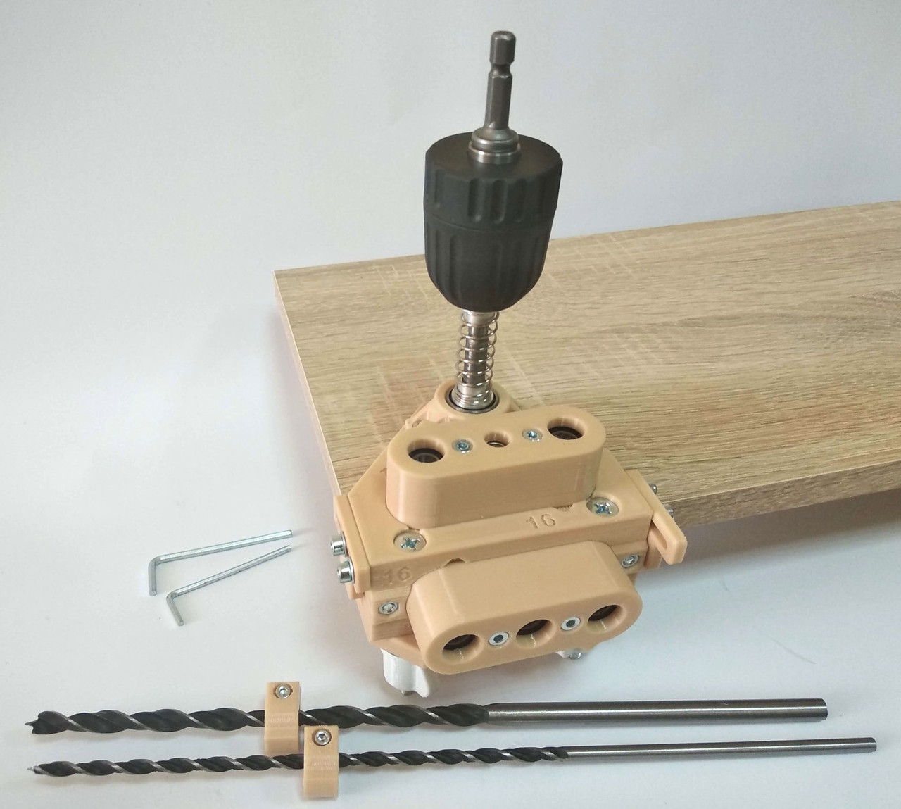 Кондуктор під стяжку мініфікс 34мм і шканти універсальний, комплект з пружинним механізмом, фото 1