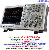 OWON XDS2102A осцилограф 2 х 100МГц, пам'ять 20М, АЦП: 12 біт, декодування I2C, SPI, RS232 и CAN.